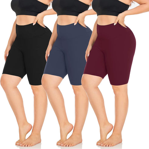 3 Pack Capri Leggings for Women with Pockets-High Waisted Tummy Control Workout Gym Yoga Pants Black
